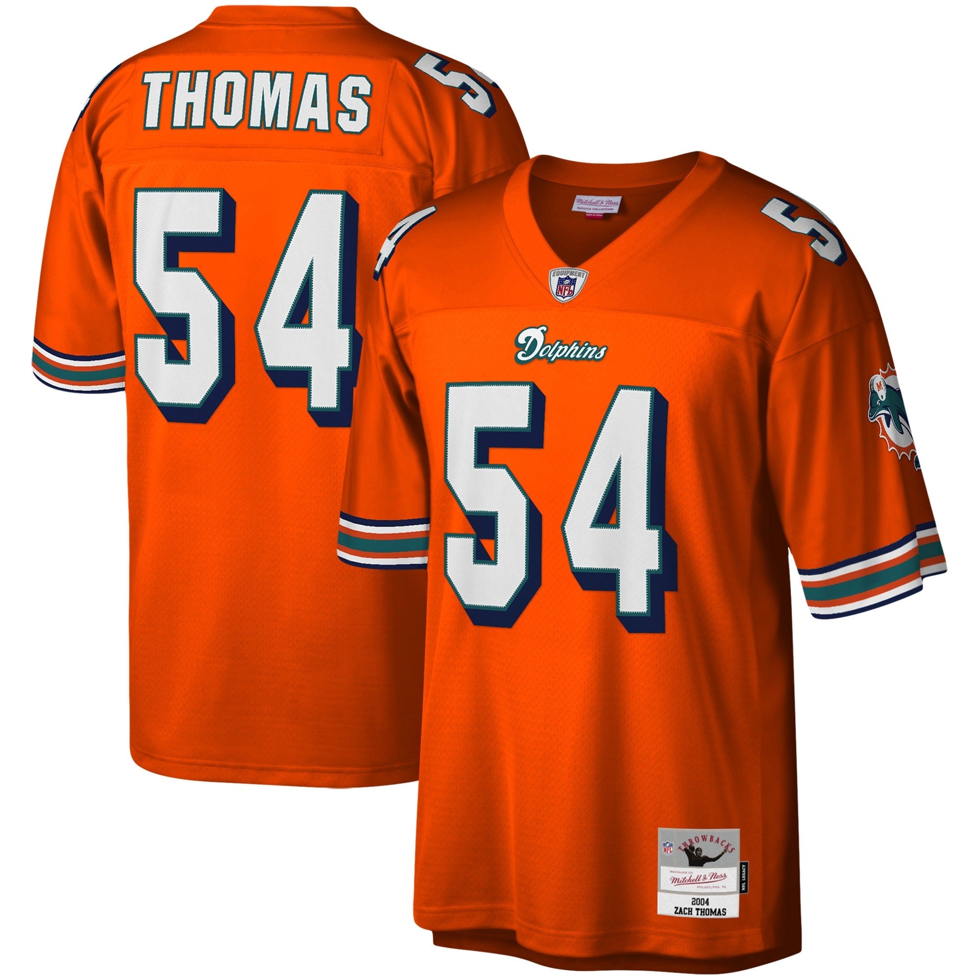 Zach Thomas Miami Dolphins Legacy Replica Jersey - Aqua/Orange/White