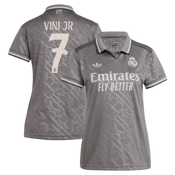 Vini Jr. Los Merengues adidas Originals Women's 2024/25 Third Replica Player Jersey - Charcoal/White