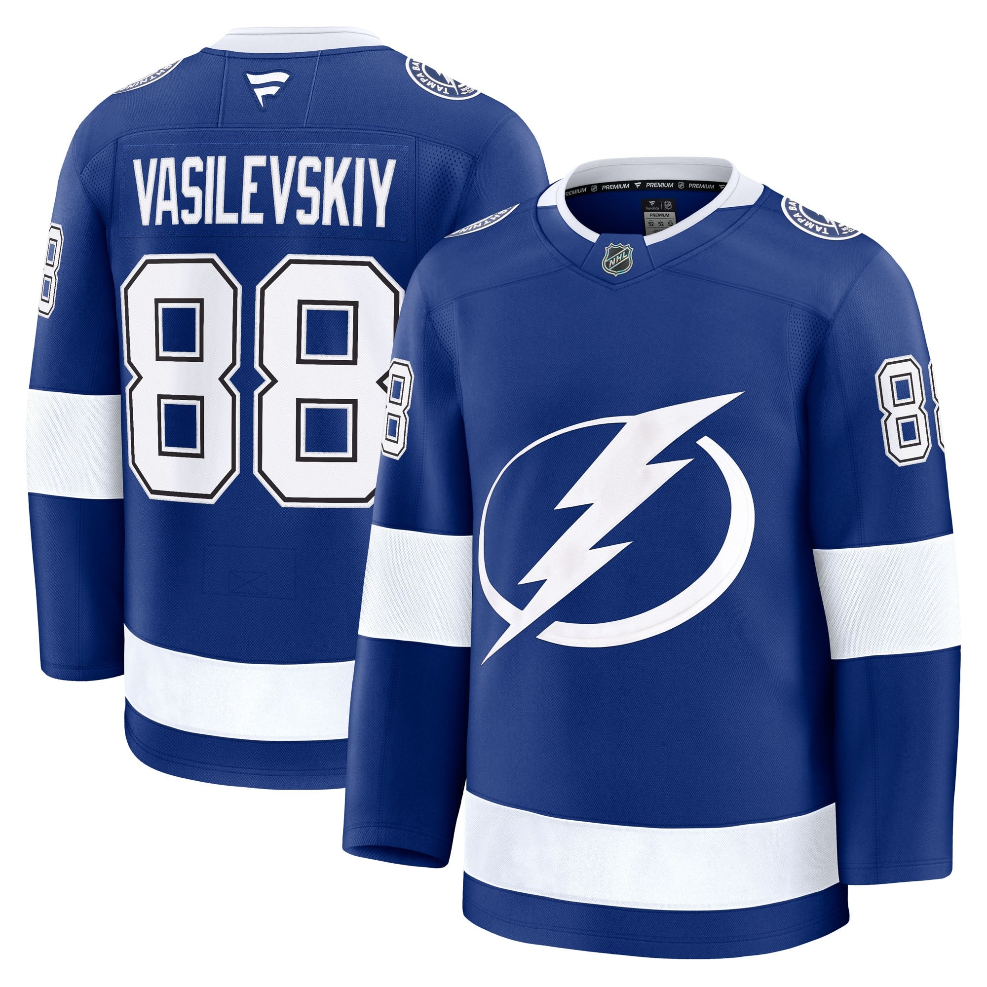 Andrei Vasilevskiy Tampa Bay Lightning  Away Premium Jersey - White/Black/Blue