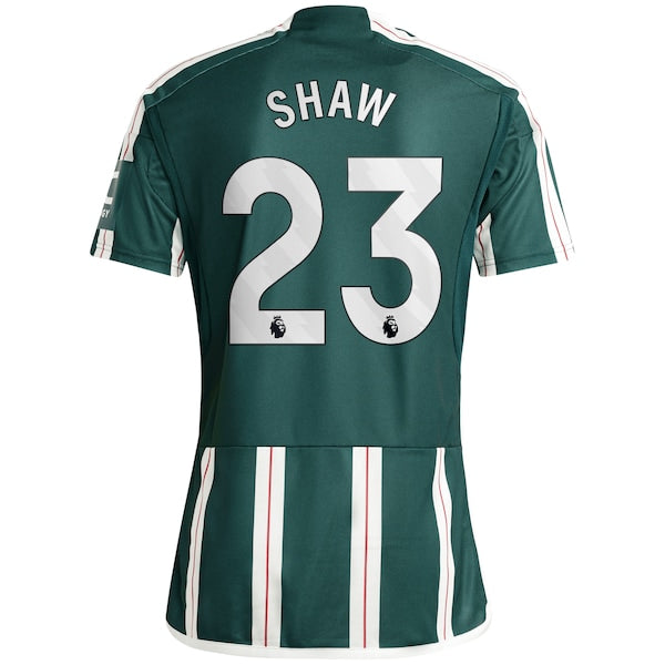 Luke Shaw Manchester United adidas 2023/24 Away Replica Player Jersey - Green/Red