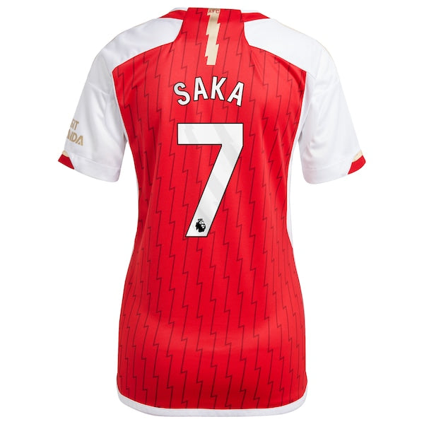 Bukayo Saka Arsenal adidas Women's 2023/24 Home Replica Player Jersey - Red/Green/Yellow