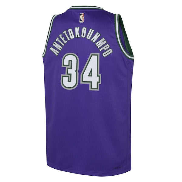 Giannis Antetokounmpo Milwaukee Bucks Nike Youth 2022/23 Swingman Jersey Purple - Classic Edition