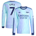 Bukayo Saka Arsenal adidas Originals 2024/25 Third Replica Long Sleeve Player Jersey - Aqua