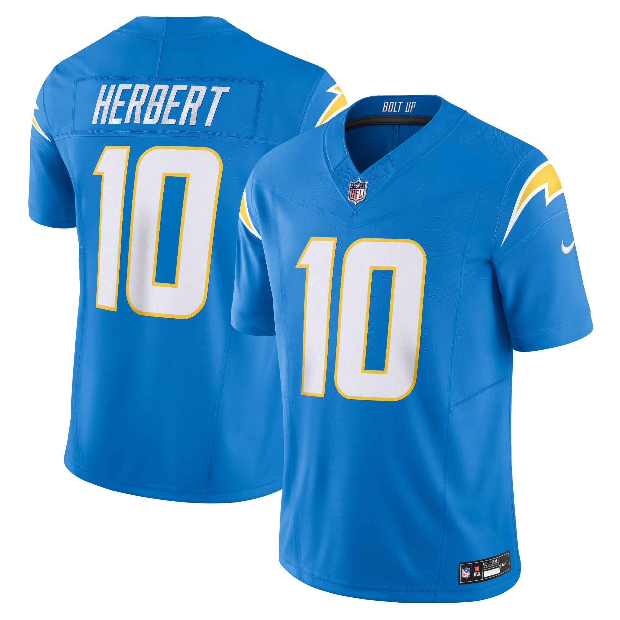 Justin Herbert Los Angeles Chargers Nike Alternate Charger Power Vapor F.U.S.E. Limited Jersey - Gold/Royal/Navy/Powder Blue