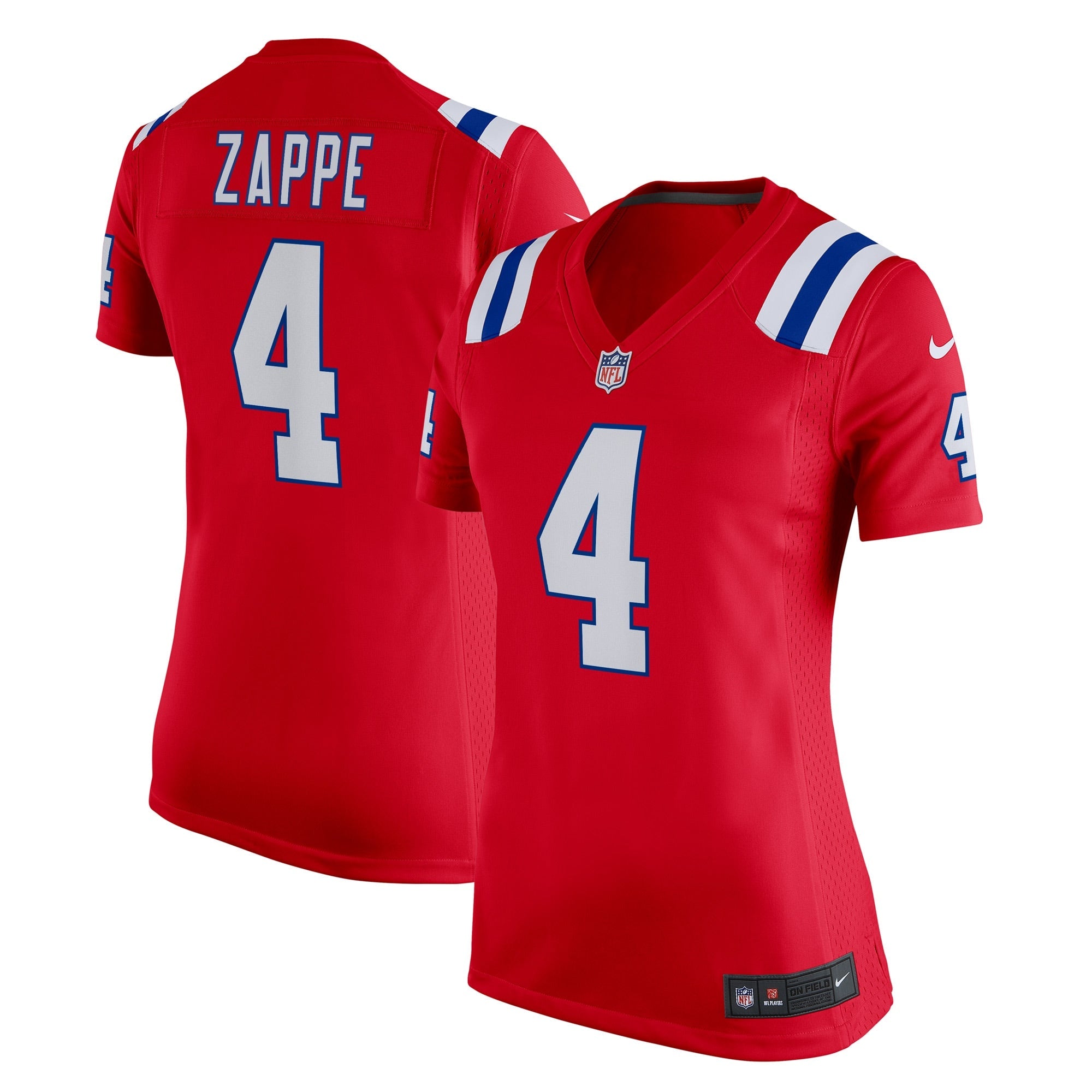 Bailey Zappe New England Patriots Nike Women's Game Player Jersey - White/Navy/Red