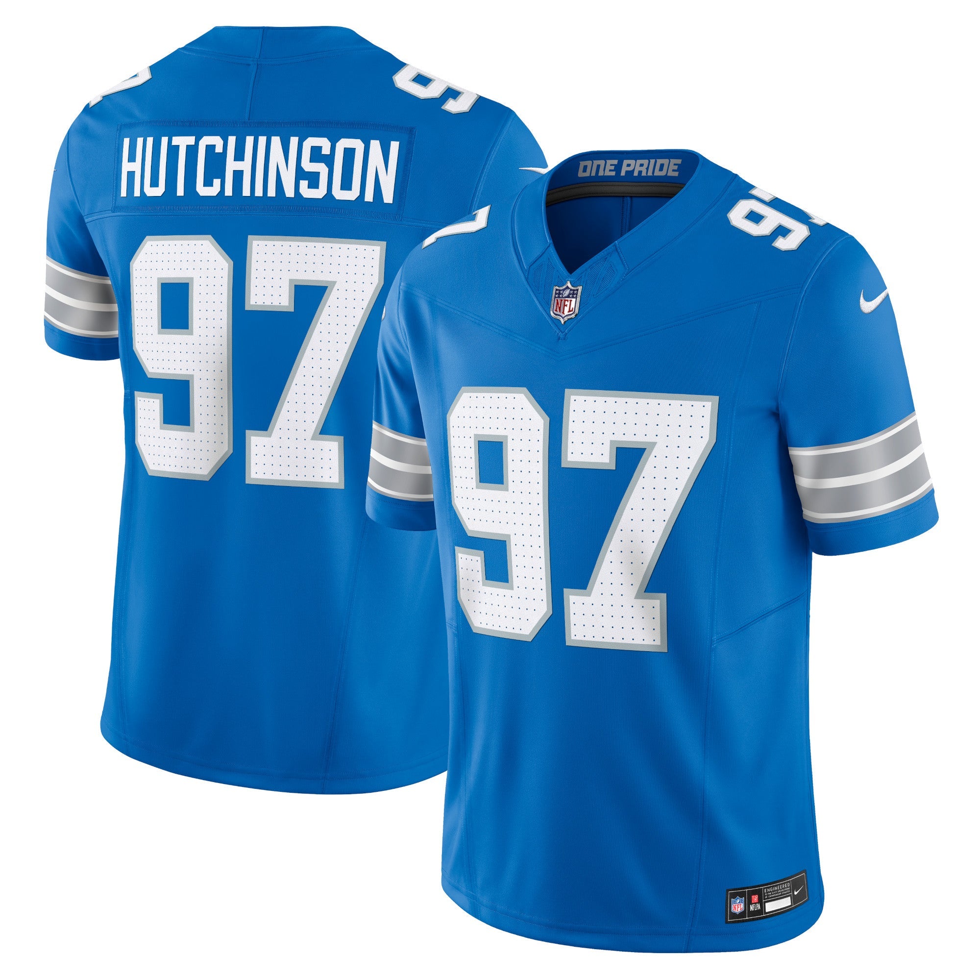 Aidan Hutchinson Detroit Lions Nike Vapor F.U.S.E. Limited Jersey - White/Black/Blue
