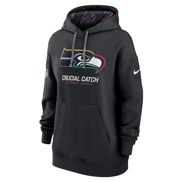 Seattle Seahawks Nike Women's 2024 NFL Crucial Catch Club Pullover Hoodie - Black
