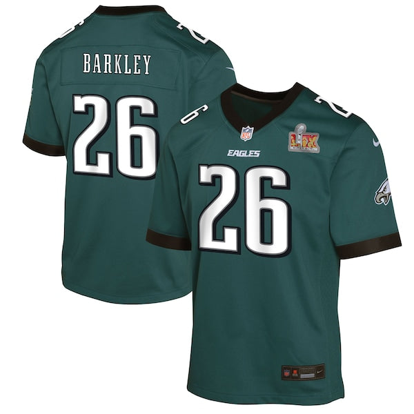 Saquon Barkley Philadelphia Eagles Nike Youth Super Bowl LIX Game Player Jersey - Midnight Green