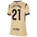 Frenkie de Jong Barcelona Nike Women's 2025/26 Away Stadium Replica Jersey - Gold/Navy