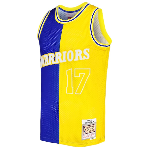 Chris Mullin Golden State Warriors Hardwood Classics 1993/94 Split Swingman Jersey - Royal/Gold