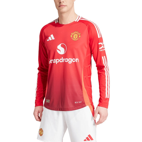 Manchester United adidas 2024/25 Home Long Sleeve Authentic Patch Jersey - Red