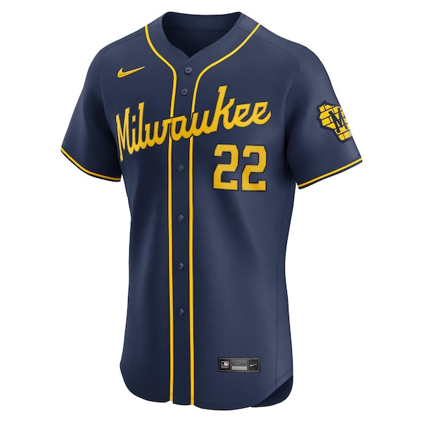 Christian Yelich Milwaukee Brewers Nike Alternate Home Elite Player Jersey - Navy