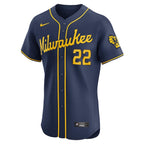 Christian Yelich Milwaukee Brewers Nike Alternate Home Elite Player Jersey - Navy