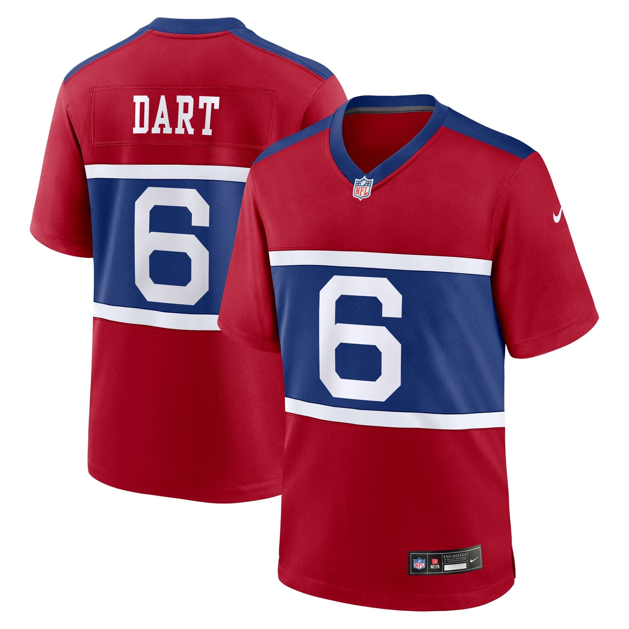 Jaxson Dart New York Giants Nike Youth Game Jersey - White/Royal/Red