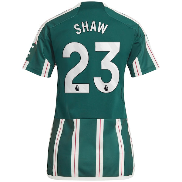 Luke Shaw Manchester United adidas Women's 2023/24 Away Replica Player Jersey - Green/Red