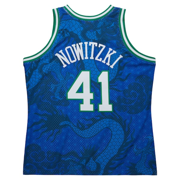Dirk Nowitzki Dallas Mavericks 1998-2019 Hardwood Classics Asian Heritage 6.0 Swingman Throwback Player Jersey - Blue
