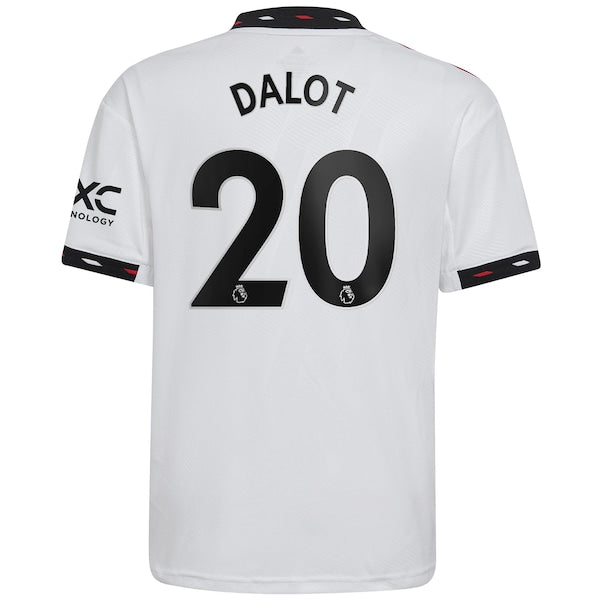 Diogo Dalot Manchester United adidas Youth 2022/23 Away Replica Player Jersey - White