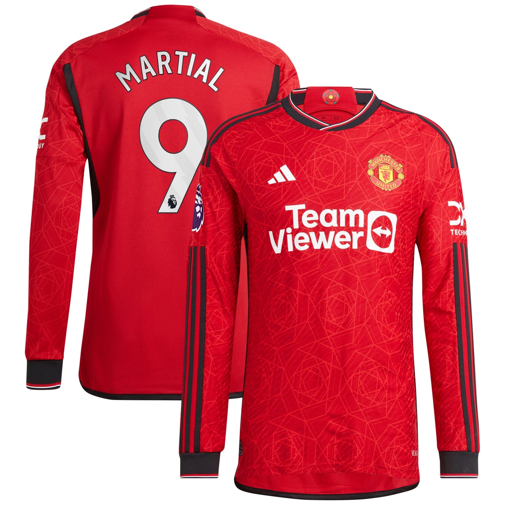 Anthony Martial Manchester United adidas 2023/24 Away Long Sleeve Replica Player Jersey - Green/Red