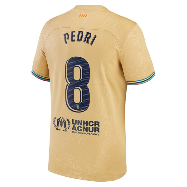 Pedri Barcelona Nike Youth 2022/23 Away Replica Player Jersey - Gold