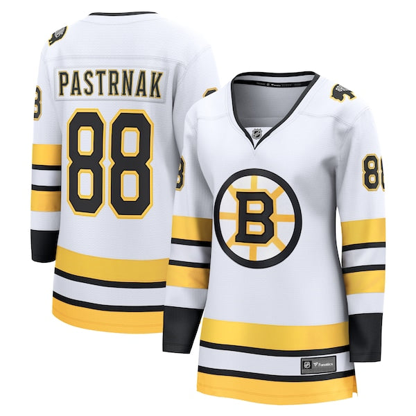 David Pastrnak Boston Bruins  Women's Away Breakaway Player Jersey - White/Black