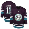 Trevor Zegras Anaheim Ducks Youth 30th Anniversary Replica Player Jersey – Purple