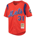 Mike Piazza New York Mets Youth Cooperstown Collection Mesh Batting Practice Jersey - Orange/Black