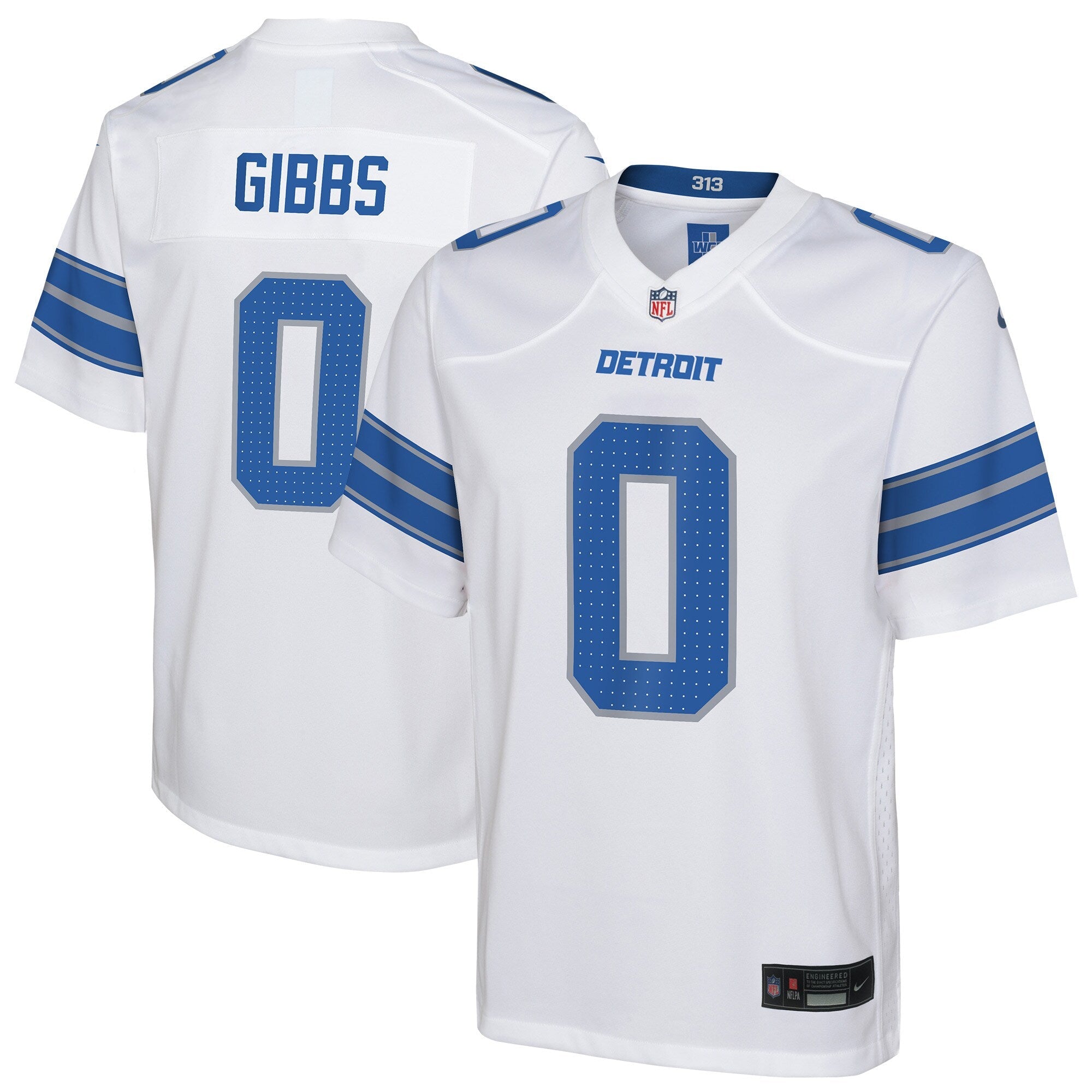Jahmyr Gibbs Detroit Lions Nike Youth Alternate Game Jersey - Black/White/Blue