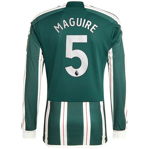 Harry Maguire Manchester United adidas 2023/24 Away Long Sleeve Replica Player Jersey - Green/Red