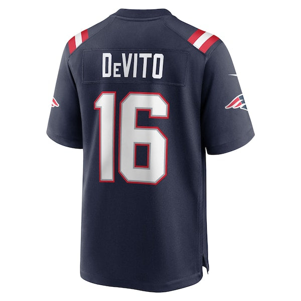 Tommy DeVito New England Patriots Nike Team Game Jersey -  Navy