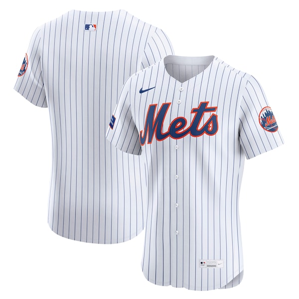 New York Mets Nike Home Sponsor Patch Elite Jersey - White