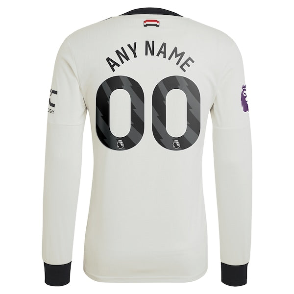 Manchester United adidas Originals  2024/25 Third Custom Authentic Long Sleeve Jersey - Cream