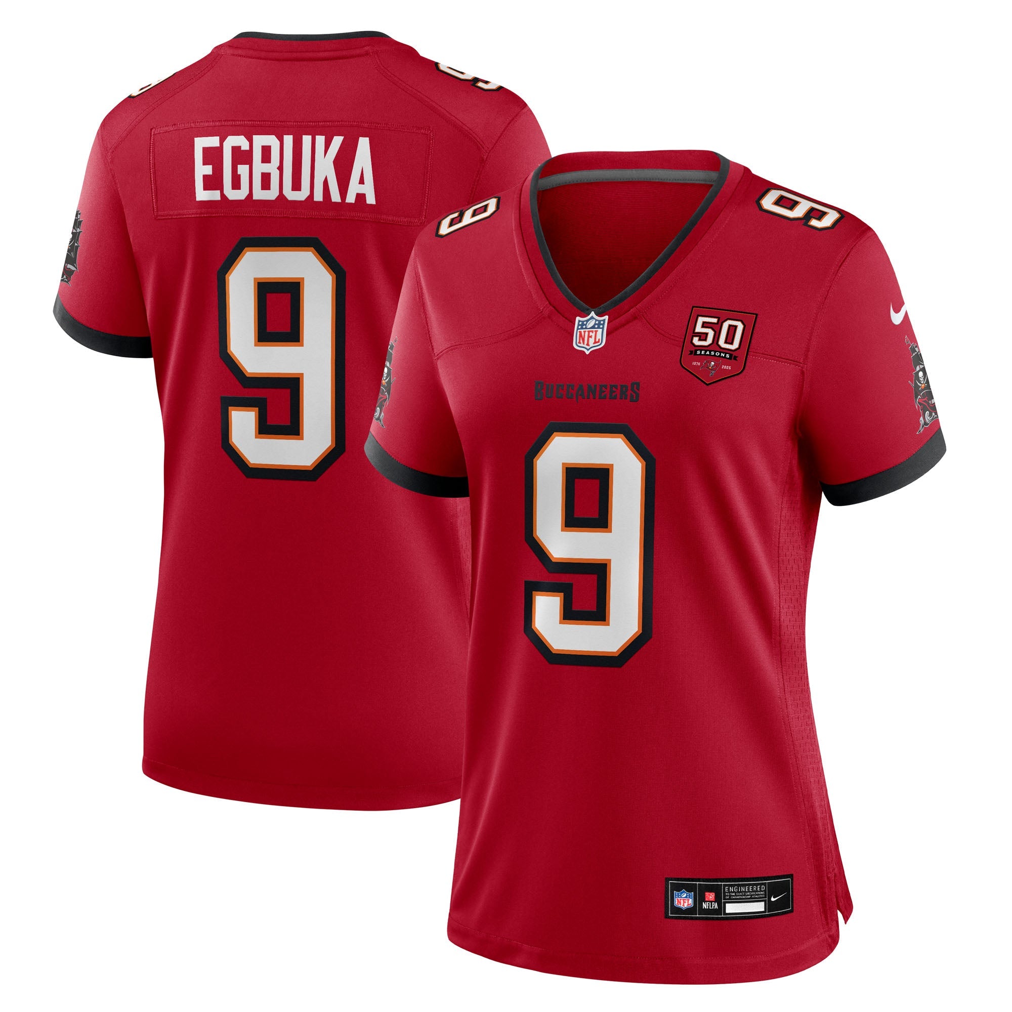 Emeka Egbuka '76 Tampa Bay Buccaneers Nike Women's 50th Season Game Jersey - White/Red/Creamsicle