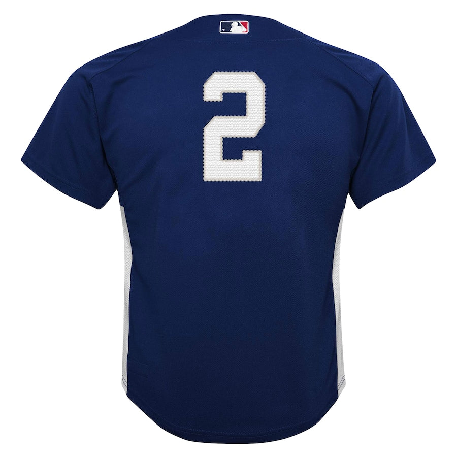 Derek Jeter New York Yankees Youth Team Cooperstown Collection Mesh Batting Practice Jersey - Navy