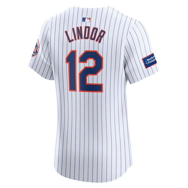 Francisco Lindor New York Mets Nike Home Elite Sponsor Patch Player Jersey - White