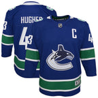 Quinn Hughes Vancouver Canucks Youth Home Premier Player Jersey - Blue