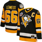 Mario Lemieux Pittsburgh Penguins Big & Tall 1991 Captain Patch Blue Line Player Jersey - Black