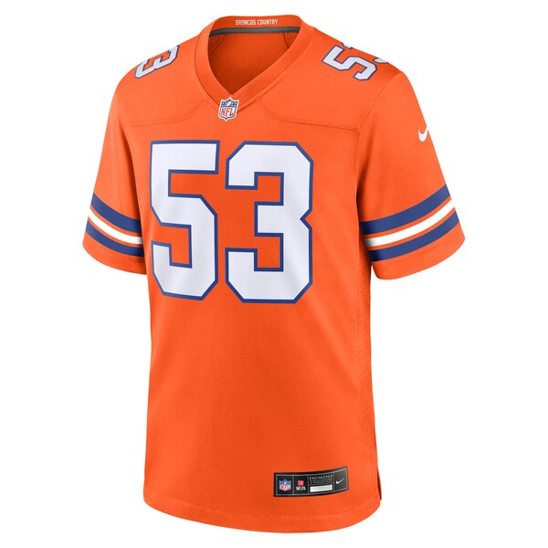 Randy Gradishar Denver Broncos Nike Mile High Collection 1977 Throwback Retired Player Game Jersey - Orange