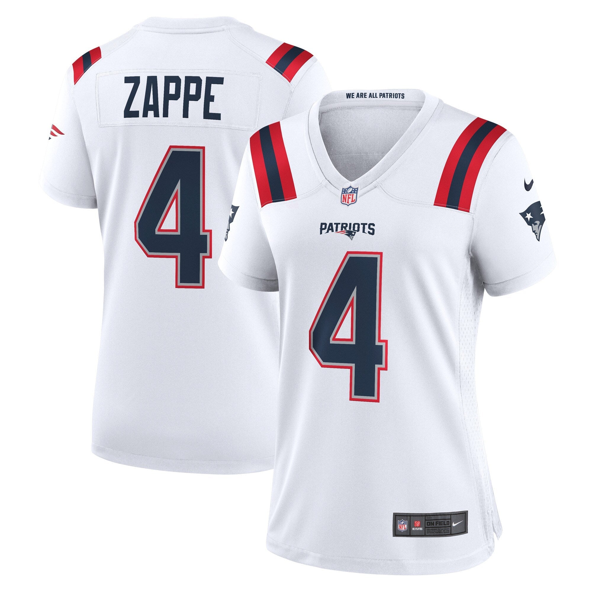 Bailey Zappe New England Patriots Nike Women's Game Player Jersey - Navy/Red/White