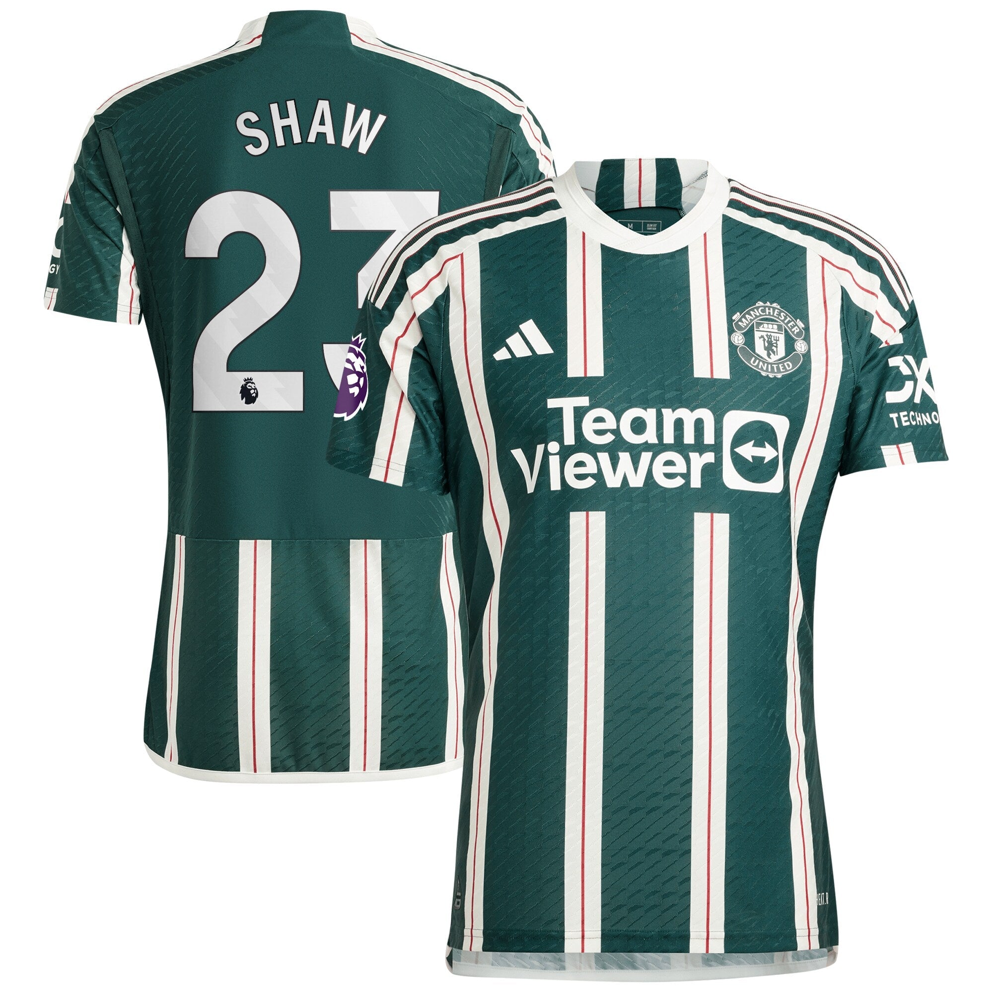 Luke Shaw Manchester United adidas 2023/24 Home Authentic Player Jersey - Red/Green