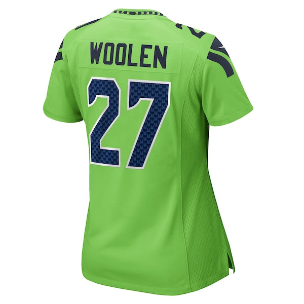 Tariq Woolen Seattle Seahawks Nike Women's  Game Jersey - Neon Green/Navy/Royal