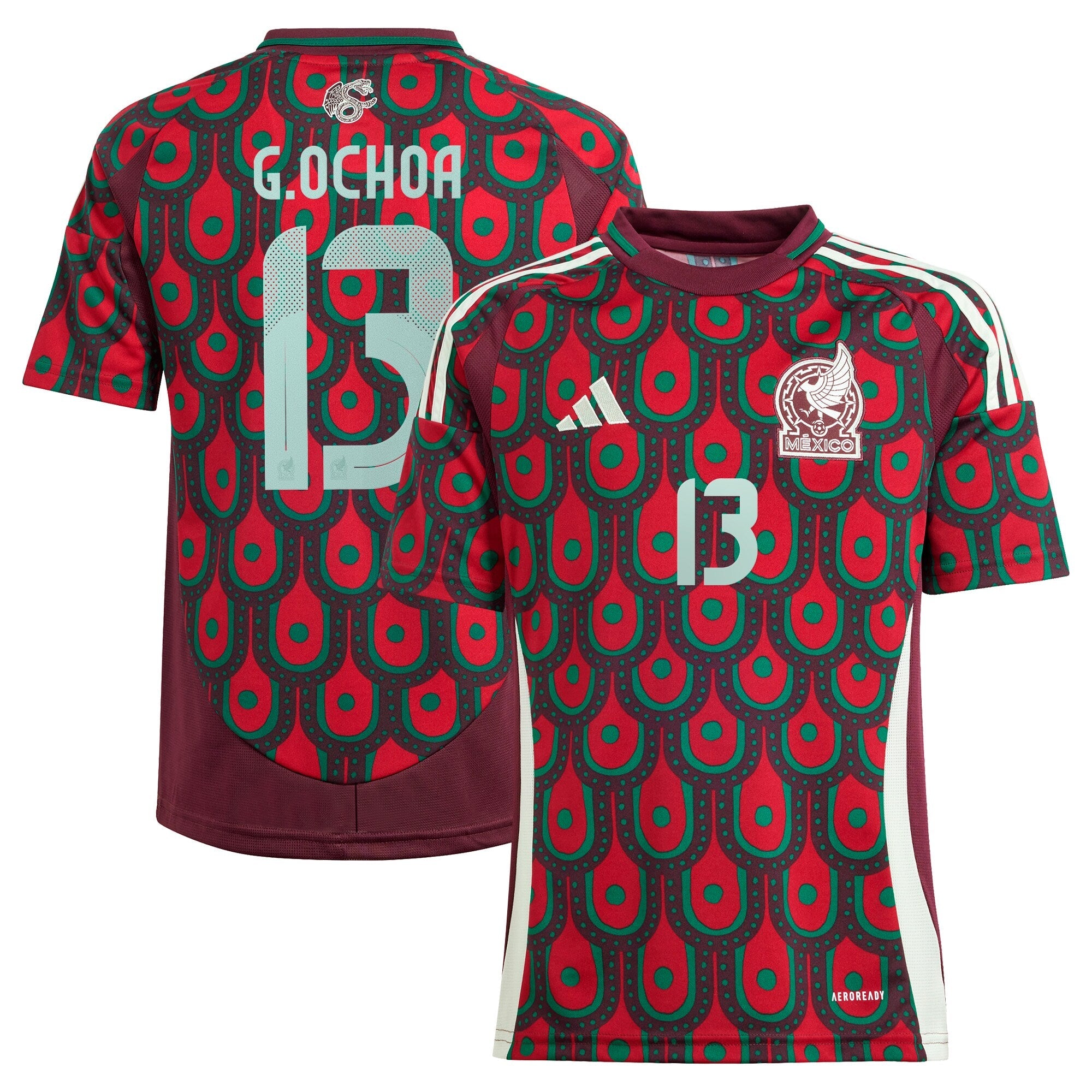 Guillermo Ochoa Mexico National Team adidas Youth 2024 Away Replica Player Jersey - Green/Burgundy
