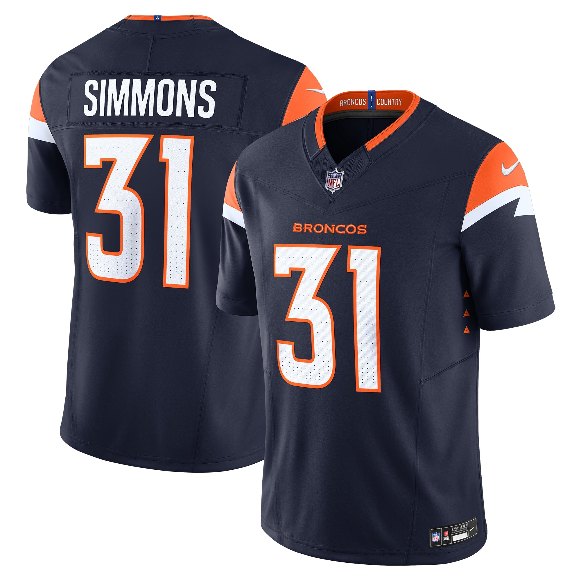 Justin Simmons Denver Broncos Nike Vapor F.U.S.E. Limited Jersey - White/Navy/Orange