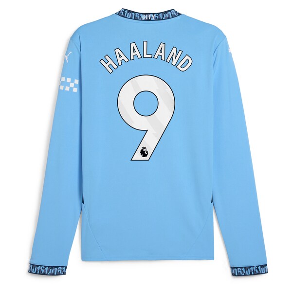 Erling Haaland Manchester City Puma 2024/25 Home Replica Long Sleeve Player Jersey - Light Blue