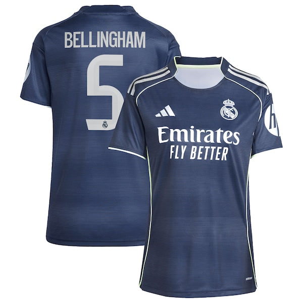 Jude Bellingham Los Merengues adidas Women's 2025/26 Away Replica Player Jersey - Blue/White