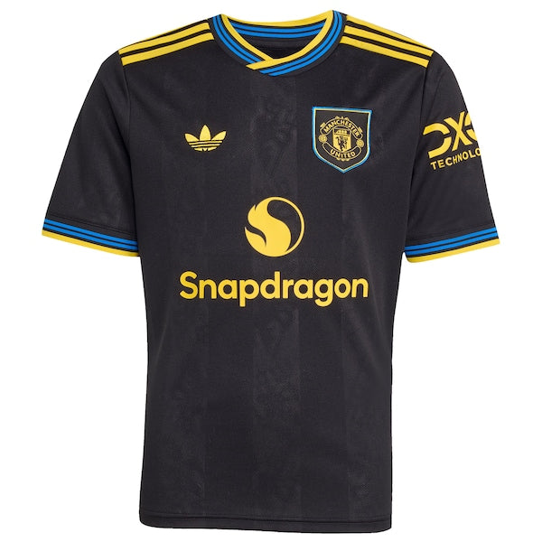 Manchester United adidas Youth 2025/26 Third Replica Custom Jersey - Black/White/Red