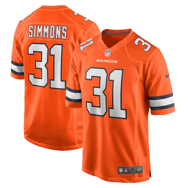 Justin Simmons Denver Broncos Nike Alternate Game Jersey - Orange/Navy
