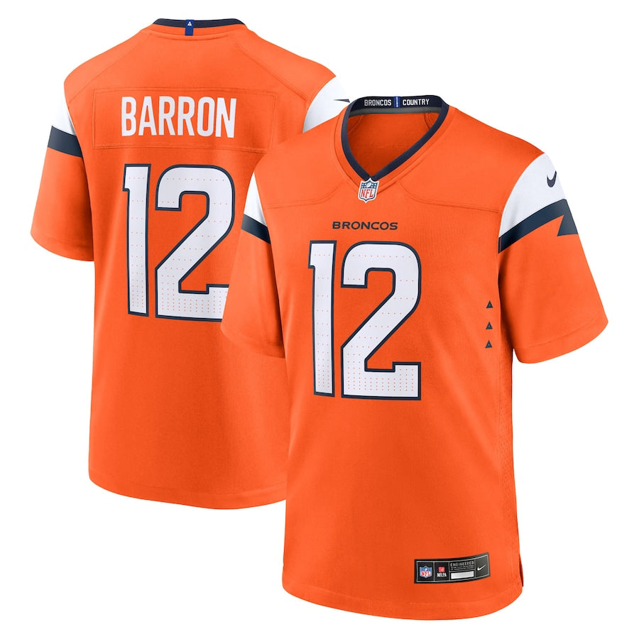 Jahdae Barron Denver Broncos Nike 2025 NFL Draft First Round Pick Game Jersey - Orange