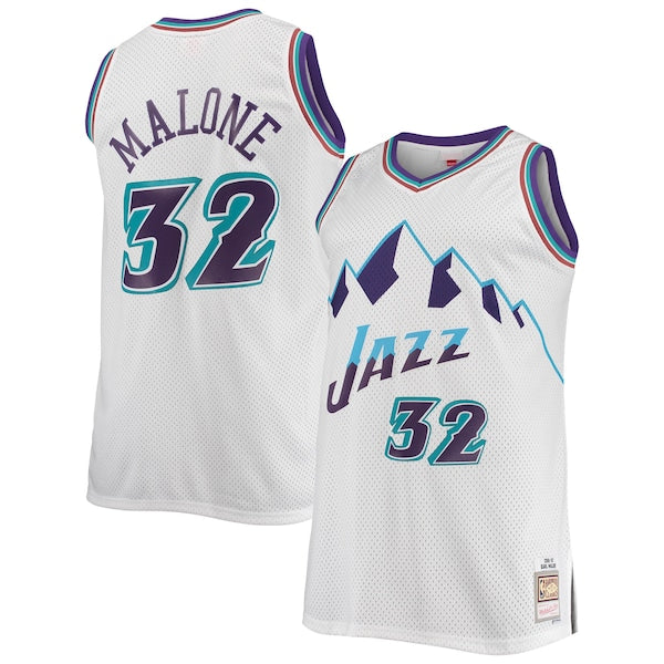 Karl Malone Utah Jazz 1996/97 Big & Tall Hardwood Classics Swingman Jersey - White/Purple