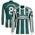 Bruno Fernandes Manchester United adidas 2023/24 Away Long Sleeve Replica Player Jersey - Green/Red