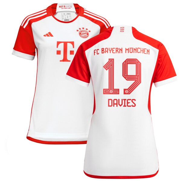 Alphonso Davies Bayern Munich adidas Women's 2023/24 Home Replica Jersey - White/Black